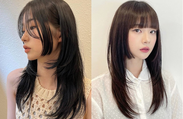 Two young Korean women with a hime cut hairstyle.