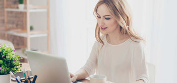 lady shopping online with soft lighting
