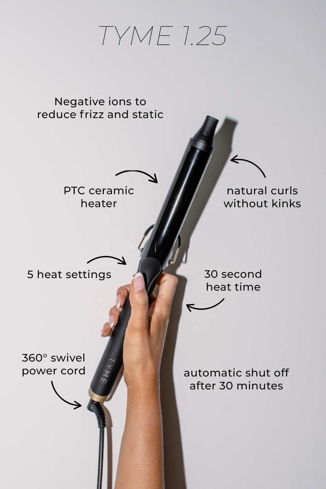 TYME 1.25" Curling Iron with Notes on Benefits and Features