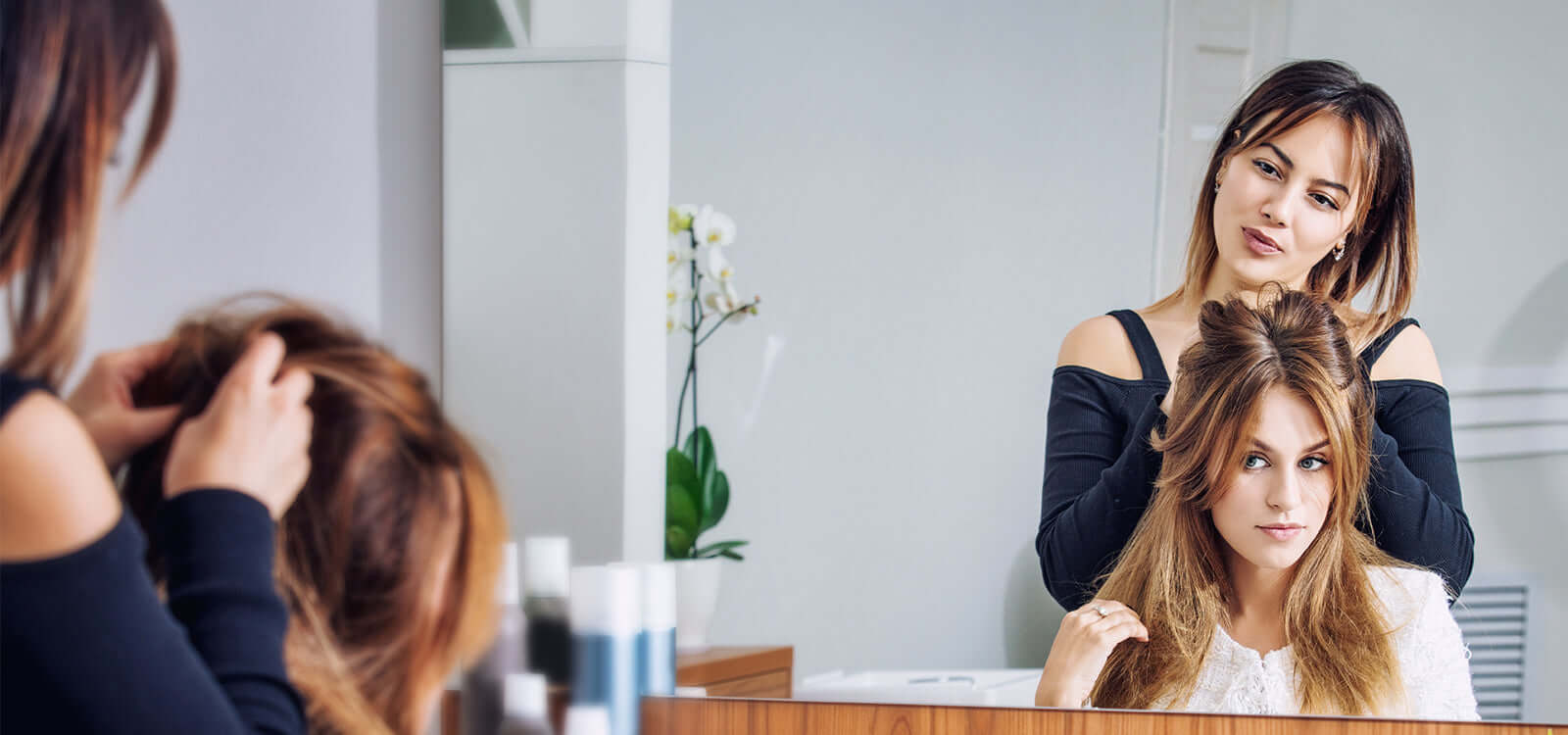 Woman in salon having consultation with stylist