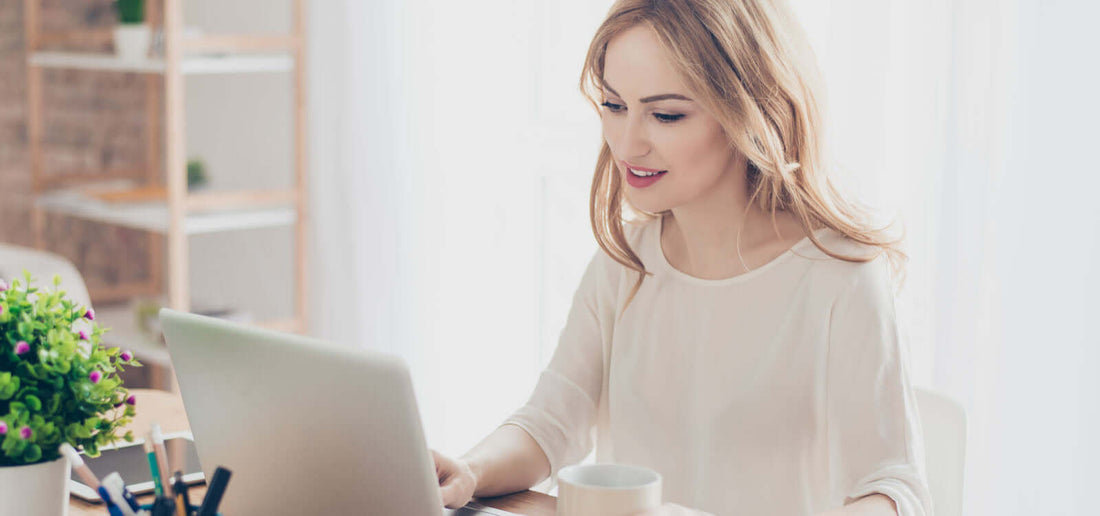 lady shopping online with soft lighting