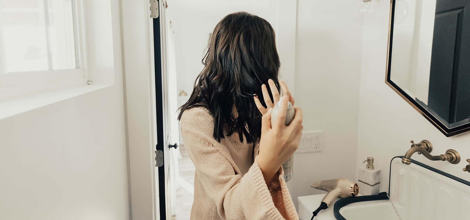 Woman with shoulder length hair 