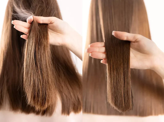 Before and after for damaged brown hair