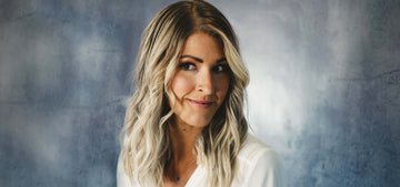 close up shot of lady with blonde flat hair