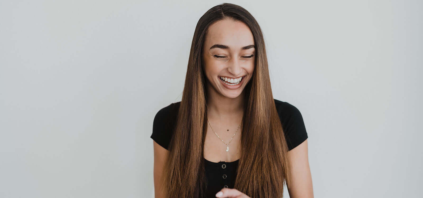 woman with straight hair 