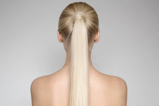 Image of a ponytail from behind. 