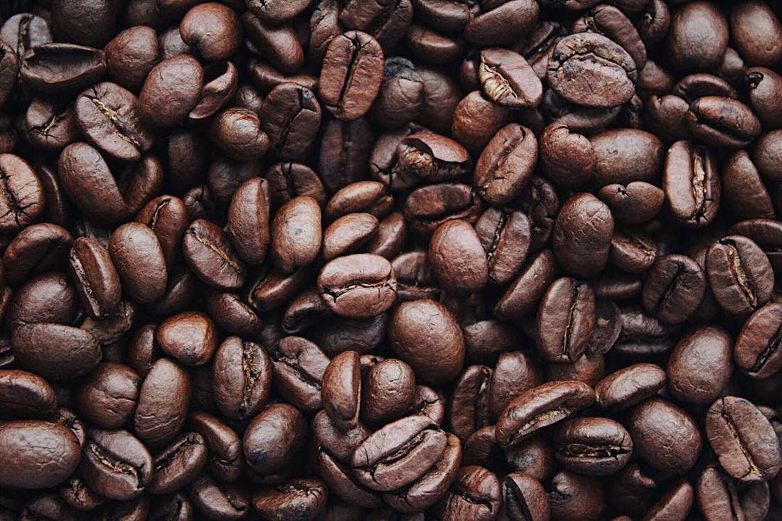 A zoomed-in shot of coffee beans.