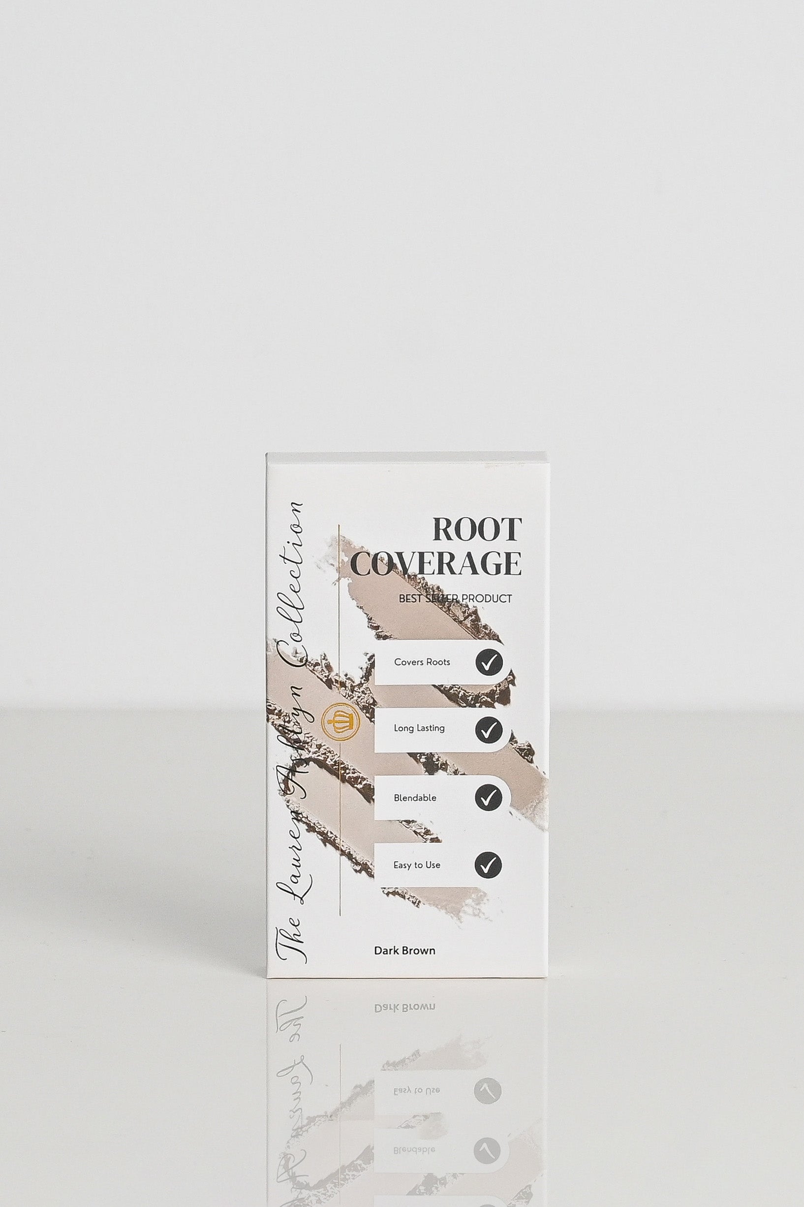 Box of Lauren Ashtyn root coverage powder in dark brown shade