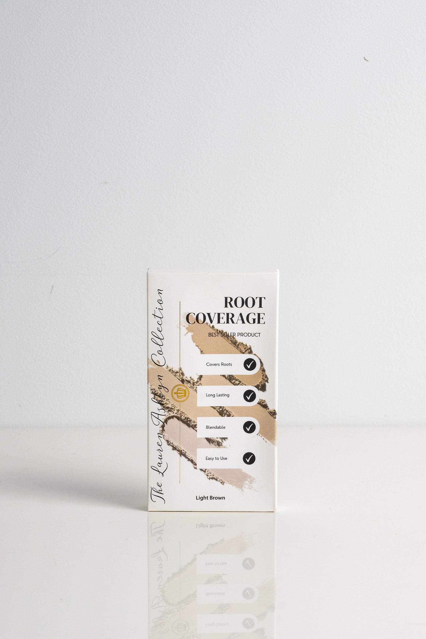Box of Lauren Ashtyn root coverage powder in light brown shade