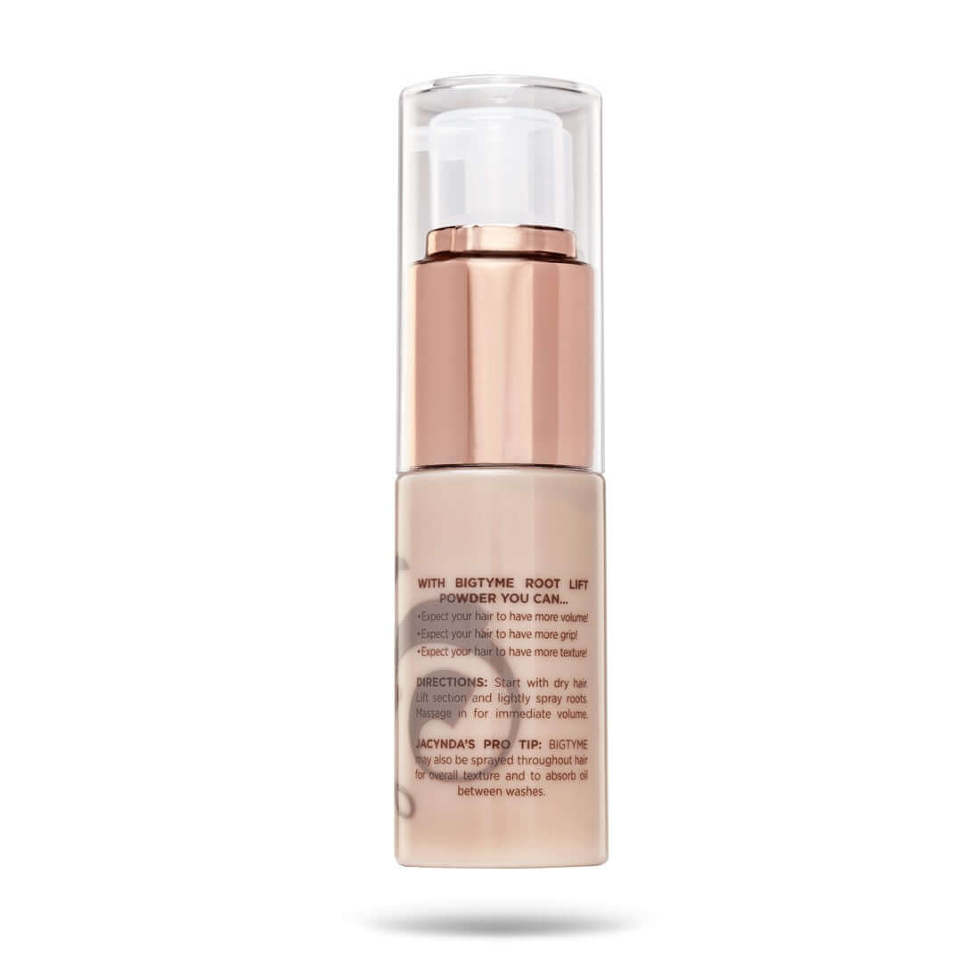 Back of BIGTYME Root Lift Powder volume spray
